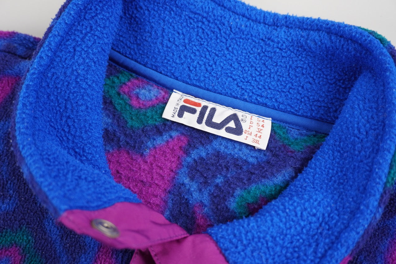 90s Fila Magic Line Crazy Fleece Blue Purple XL