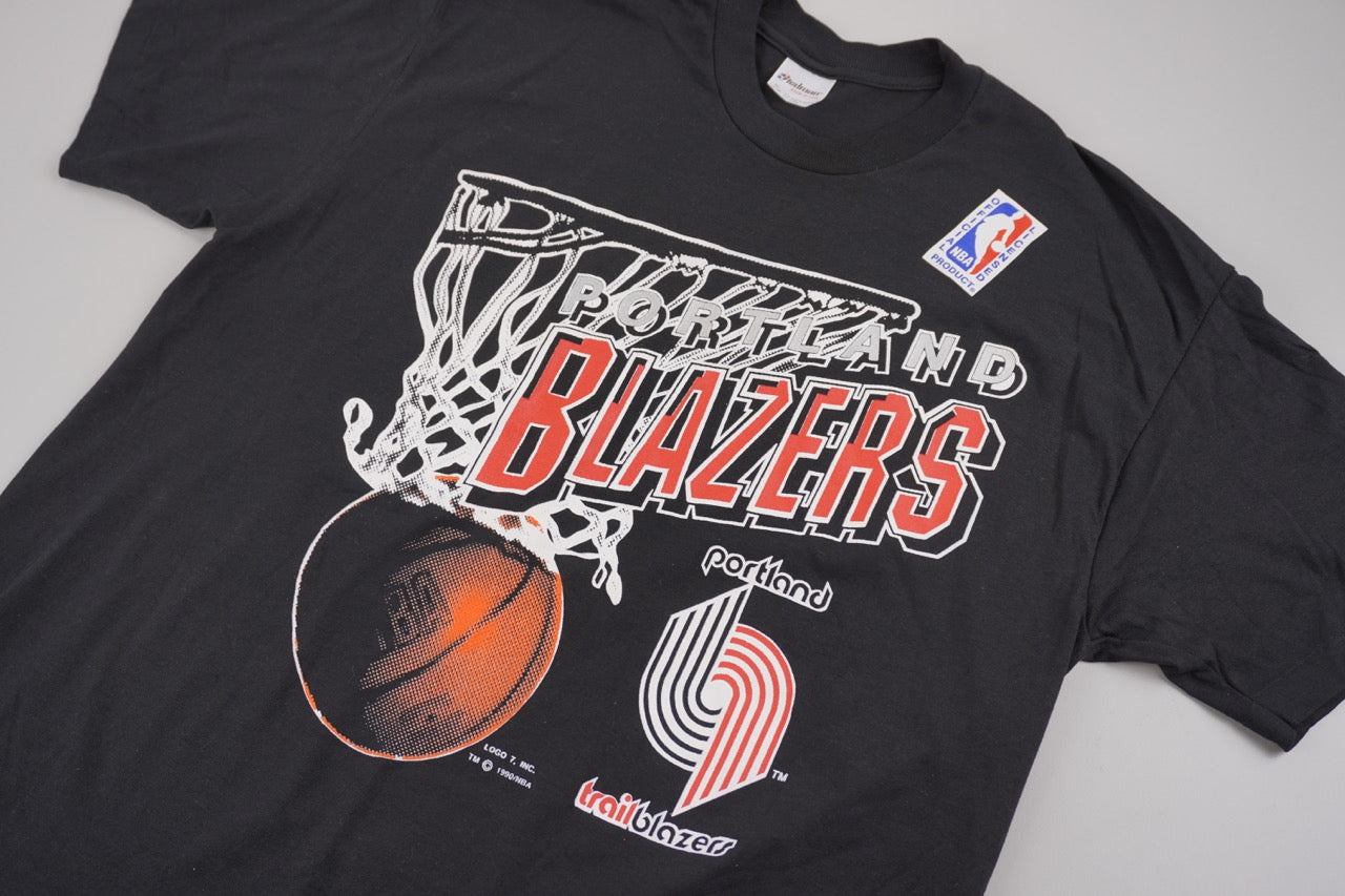 90s Stedman Portland Trailblazers NBA T-Shirt Black XL