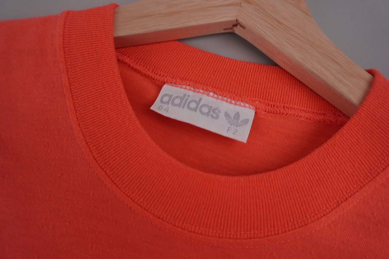 90s Adidas Squash T-Shirt Neon Coral L