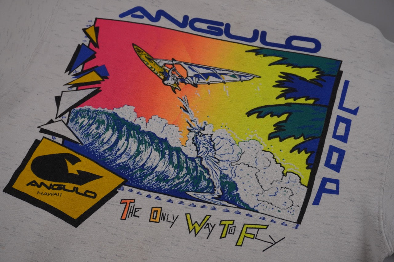 90s Angulo Hawaii Surfing Sweatshirt Grey Blue L/XL