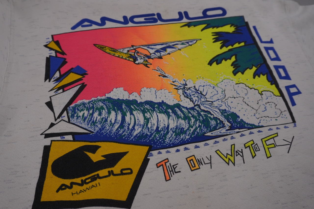 90s Angulo Hawaii Surfing Sweatshirt Grey Blue L/XL