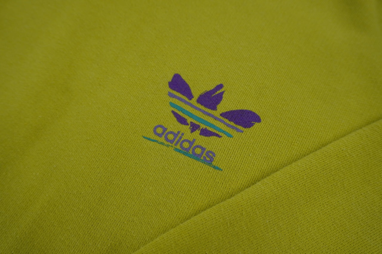 90s Adidas Hoodie Yellow/Green L