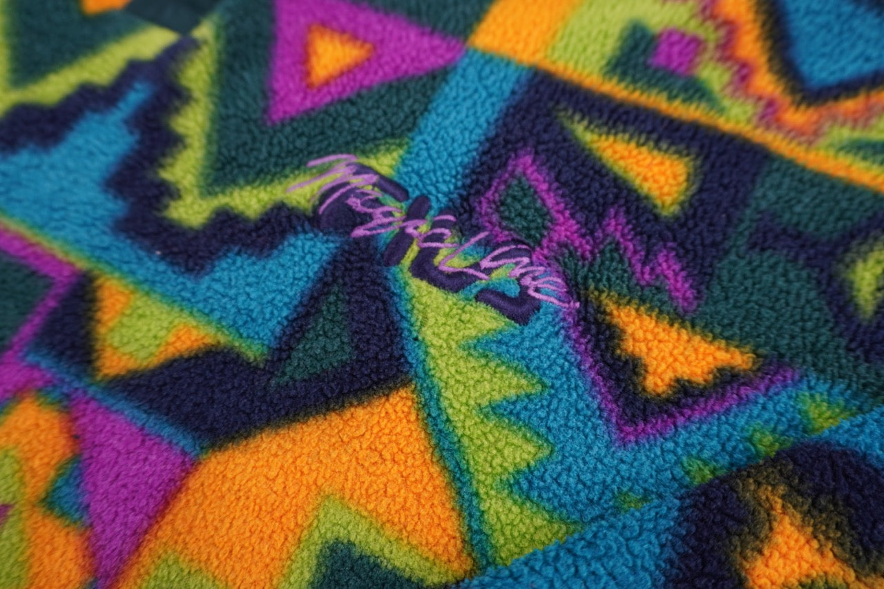 90s Fila Magic Line Crazy Fleece Green Orange XL