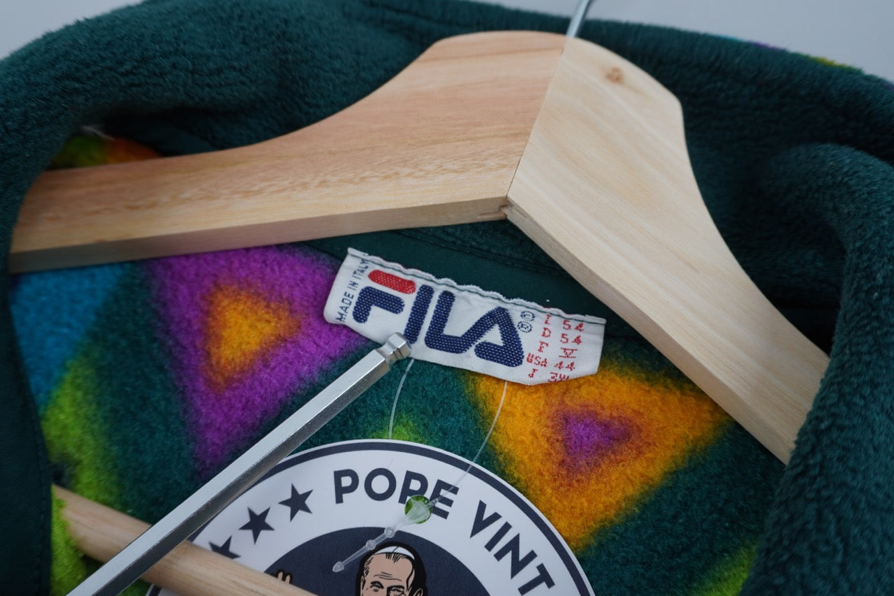90s Fila Magic Line Crazy Fleece Green Orange XL