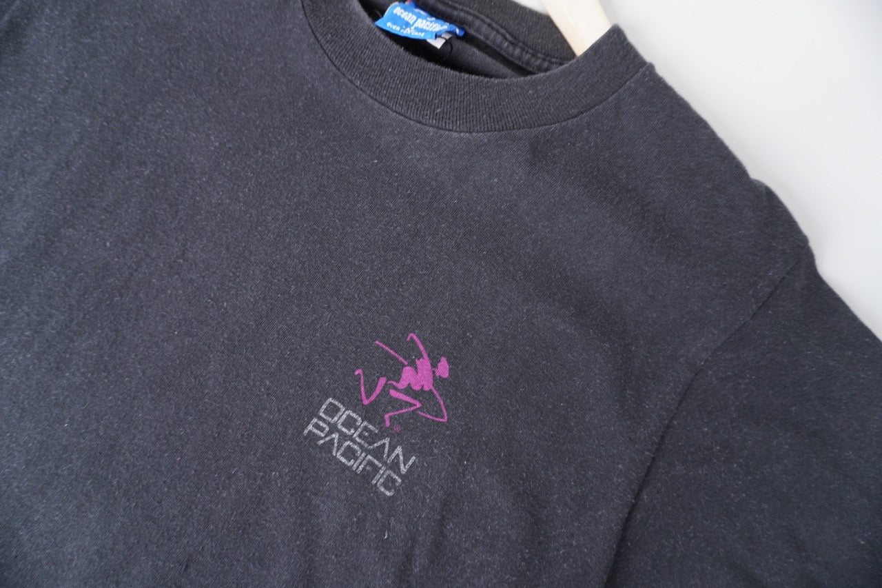 90s Ocean pacific T-shirt Black Multi M