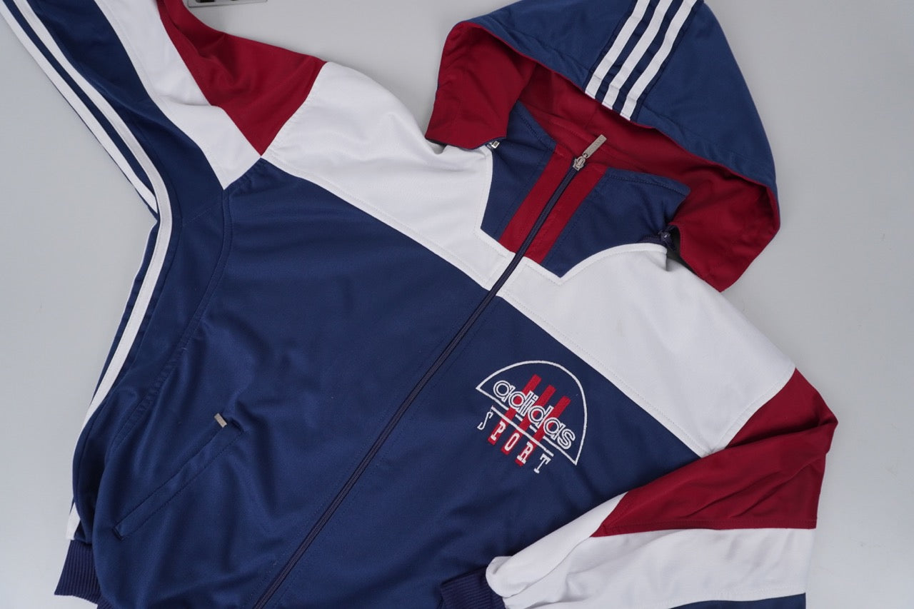 90s Adidas Hoodie Trackjacket Navy white red M