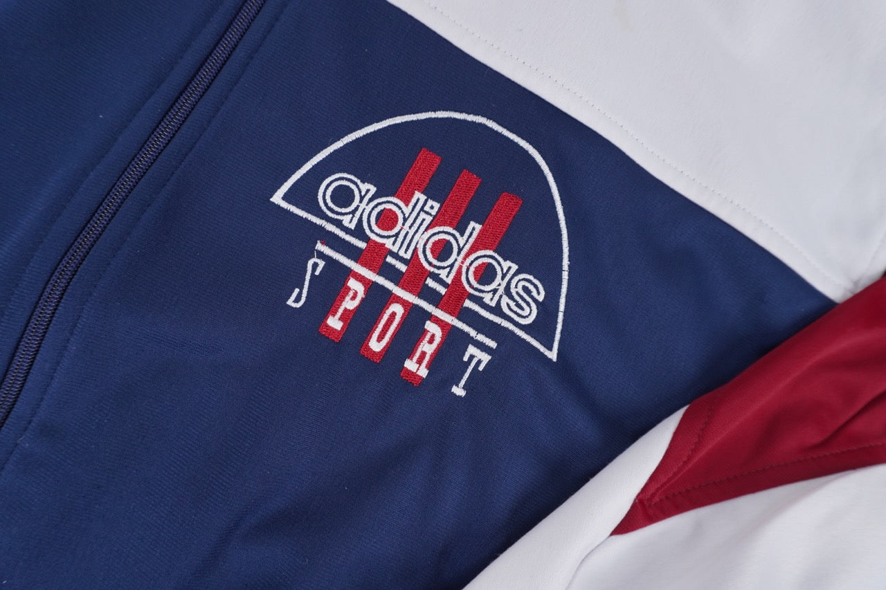 90s Adidas Hoodie Trackjacket Navy white red M