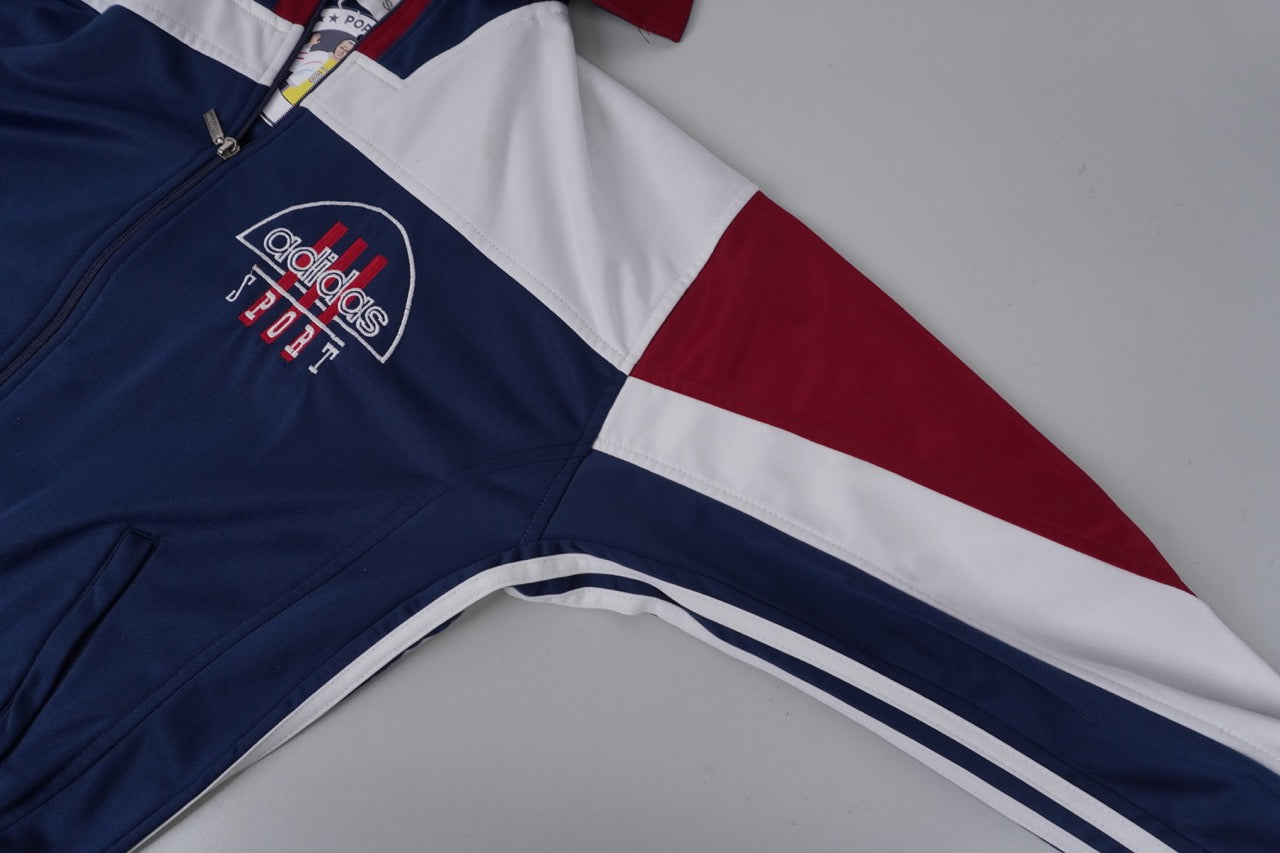 90s Adidas Hoodie Trackjacket Navy white red M