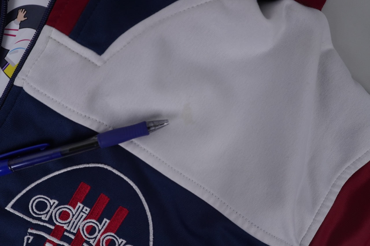 90s Adidas Hoodie Trackjacket Navy white red M