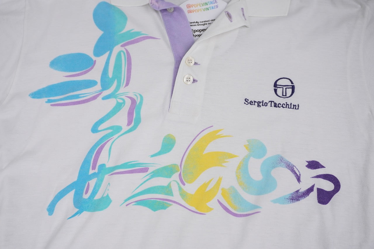 80s White Sergio Tacchini Poloshirt
