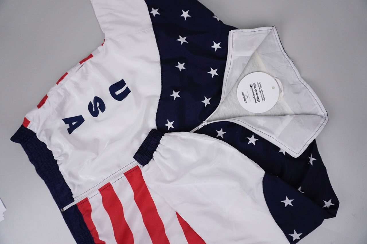80s USA Trackjacket White blue red M