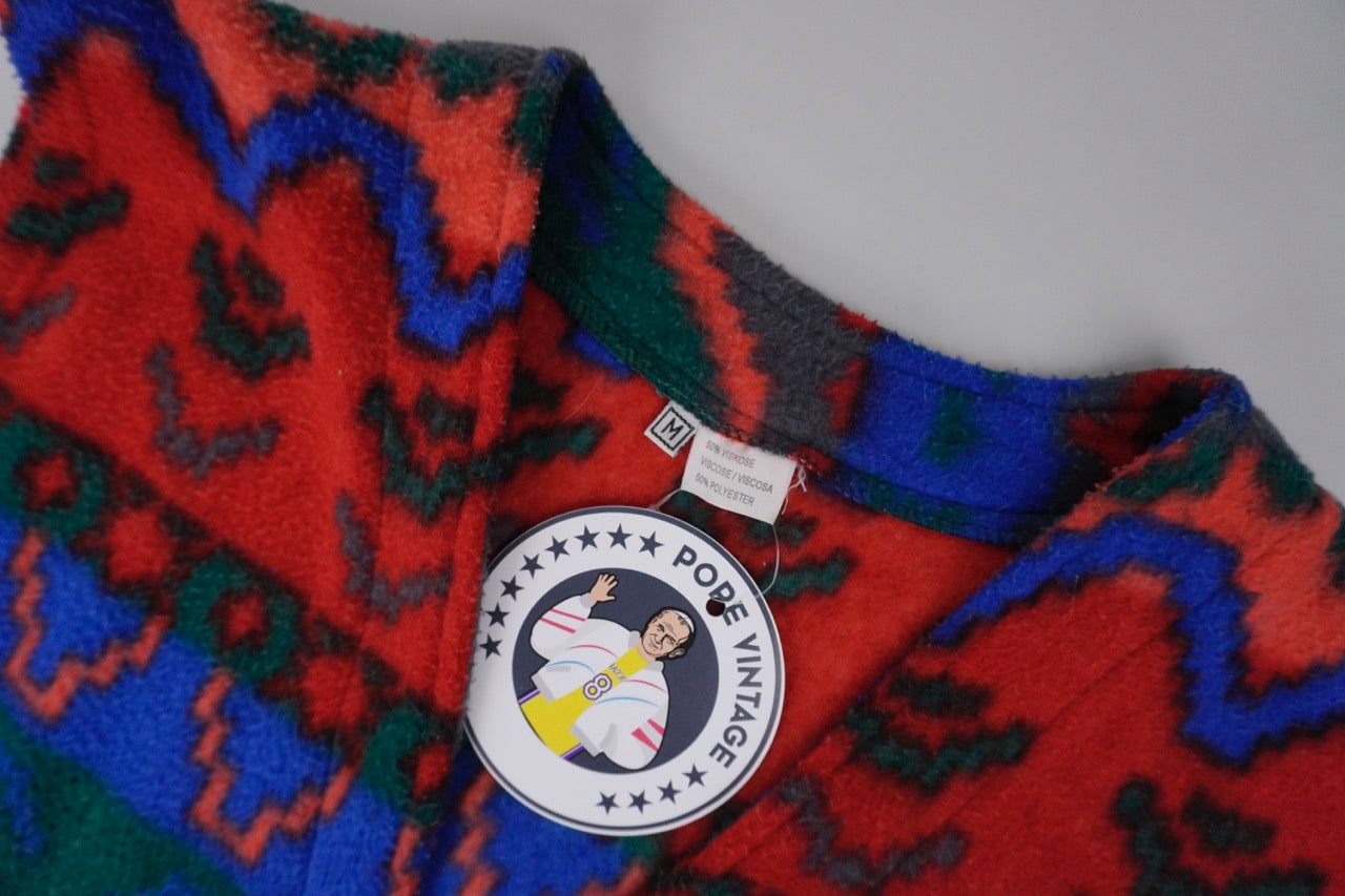 90s Unbranded Fleece Vest Red green blue M