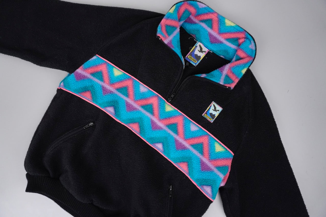 90s Salewa Fleece Black Turquoise, pink M