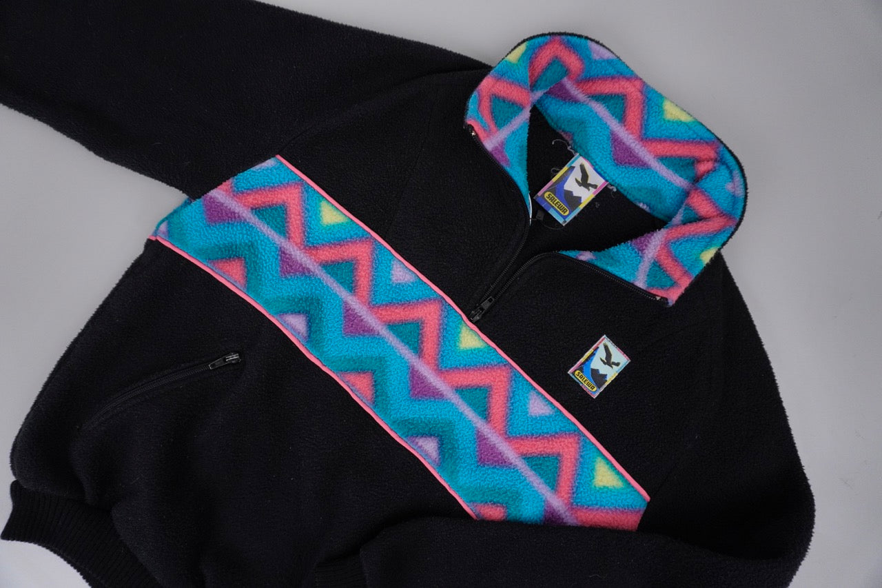 90s Salewa Fleece Black Turquoise, pink M