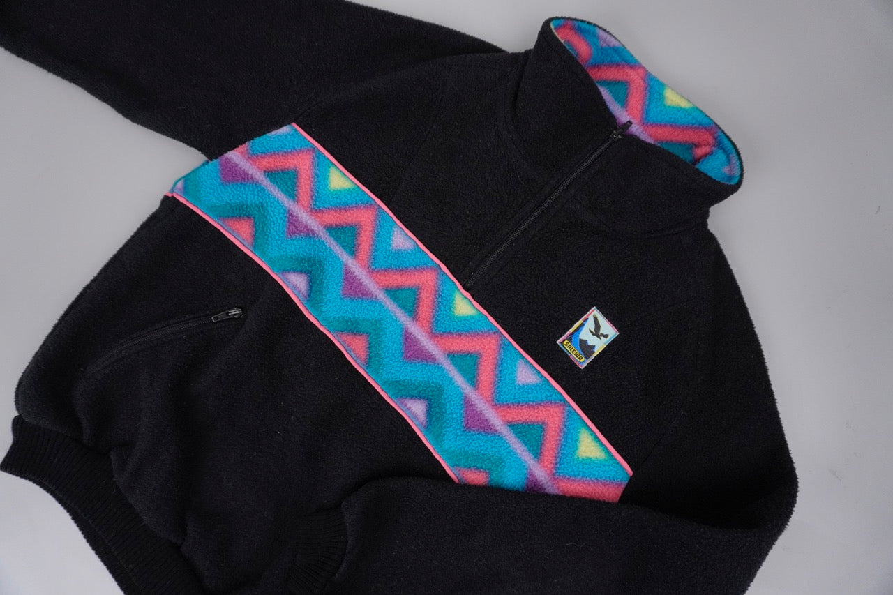 90s Salewa Fleece Black Turquoise, pink M