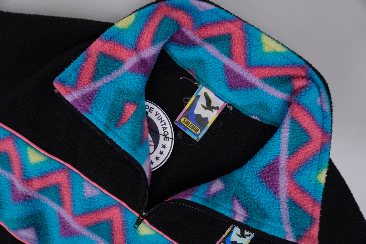 90s Salewa Fleece Black Turquoise, pink M