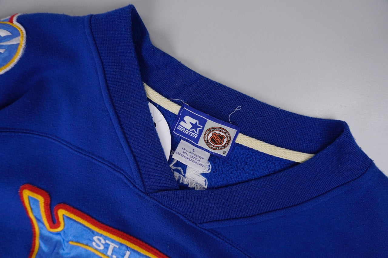 90s Starter St. Louis Blues Curtis Joseph NHL Sweatshirt Blue L