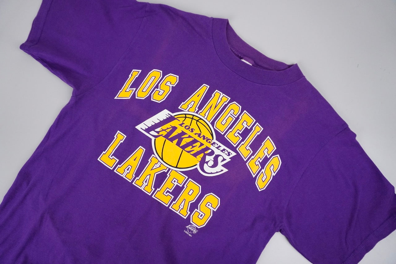 90s Logo 7 LA Lakers NBA T-shirt Purple L