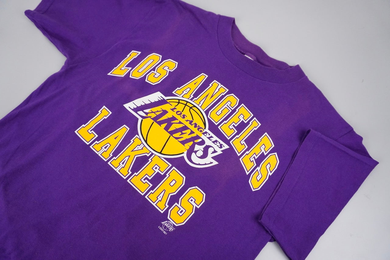 90s Logo 7 LA Lakers NBA T-shirt Purple L