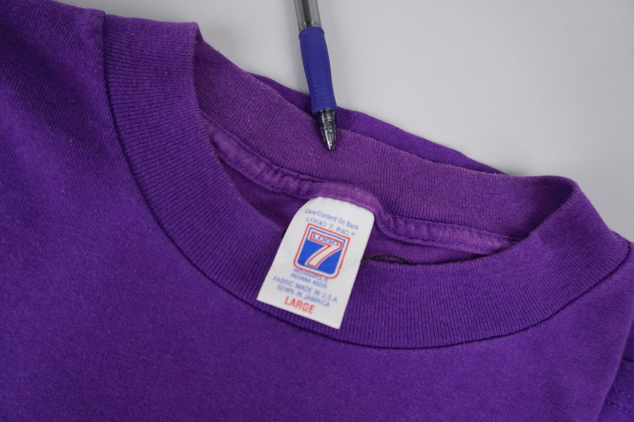 90s Logo 7 LA Lakers NBA T-shirt Purple L