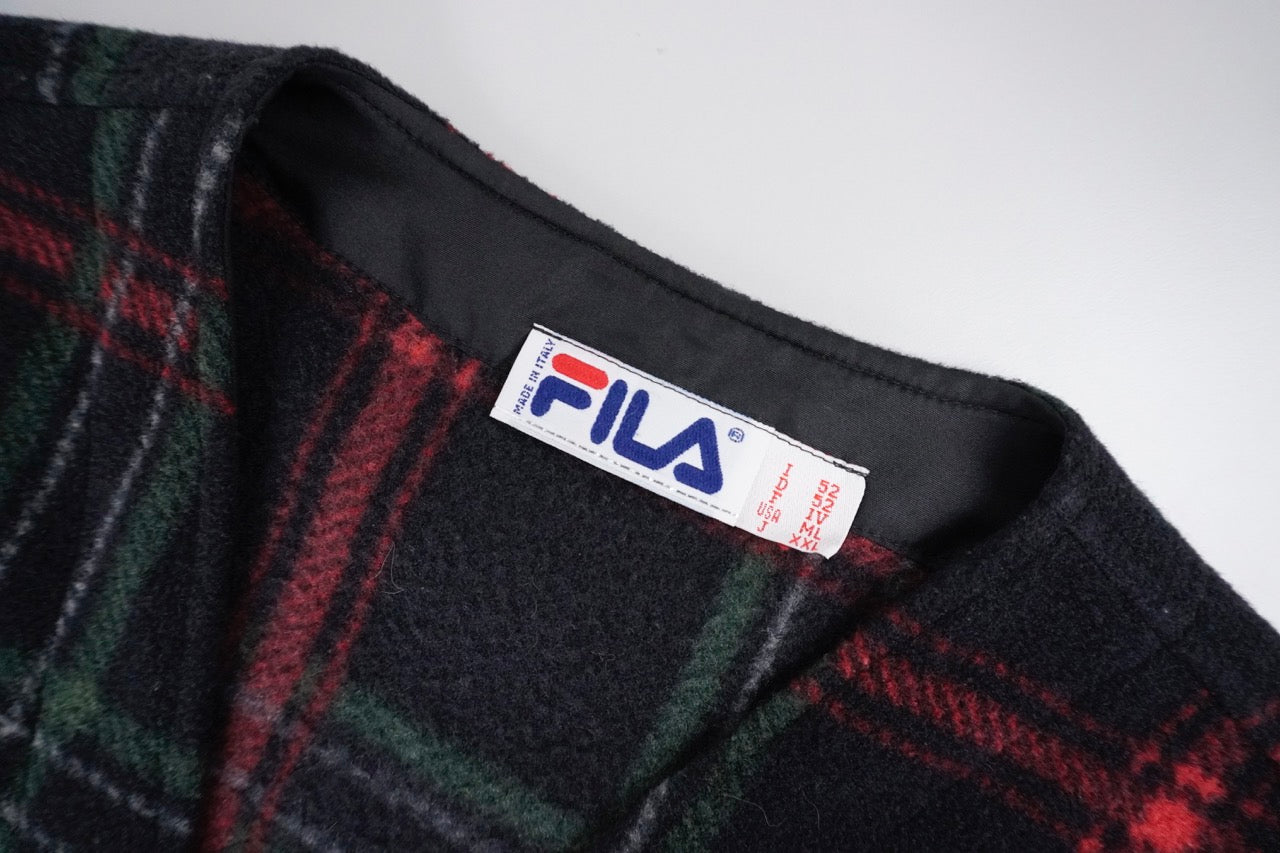 90s Fila Fleece Vest Black Red XL/XXL