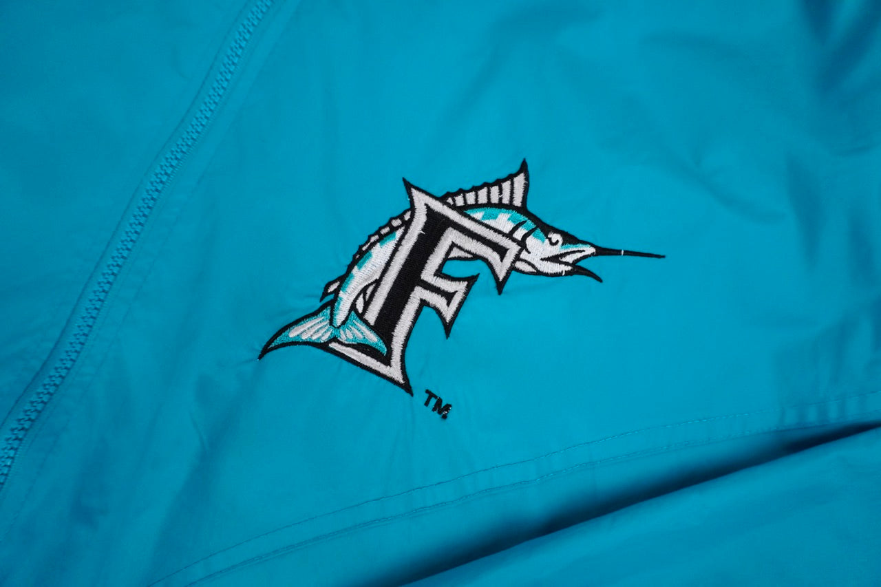 90s Starter Florida Marlins MLB Light Jacket Turquoise Grey XL