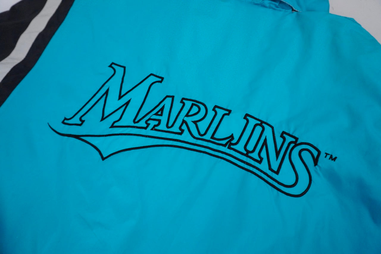 90s Starter Florida Marlins MLB Light Jacket Turquoise Grey XL