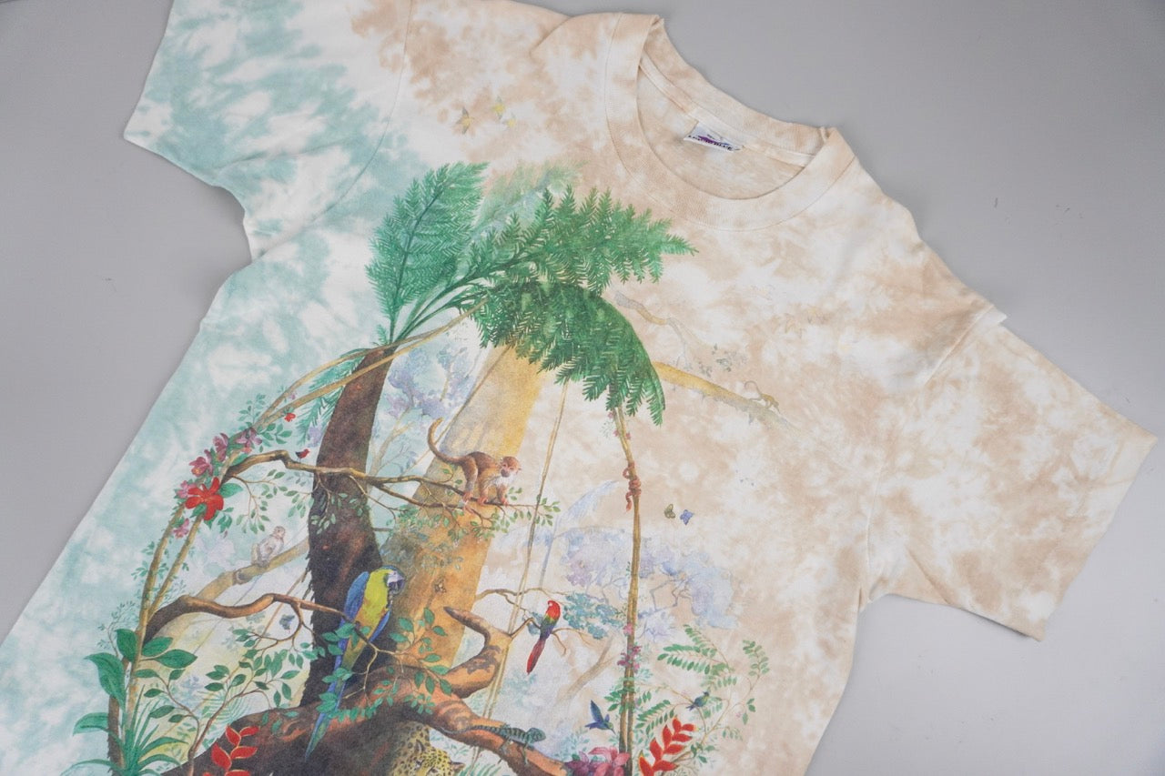 90s Liquid blue T-shirt Beige Green L