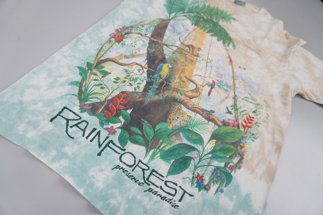 90s Liquid blue T-shirt Beige Green L