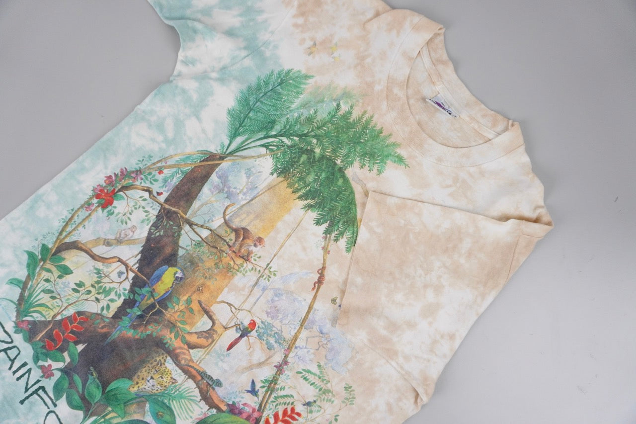 90s Liquid blue T-shirt Beige Green L