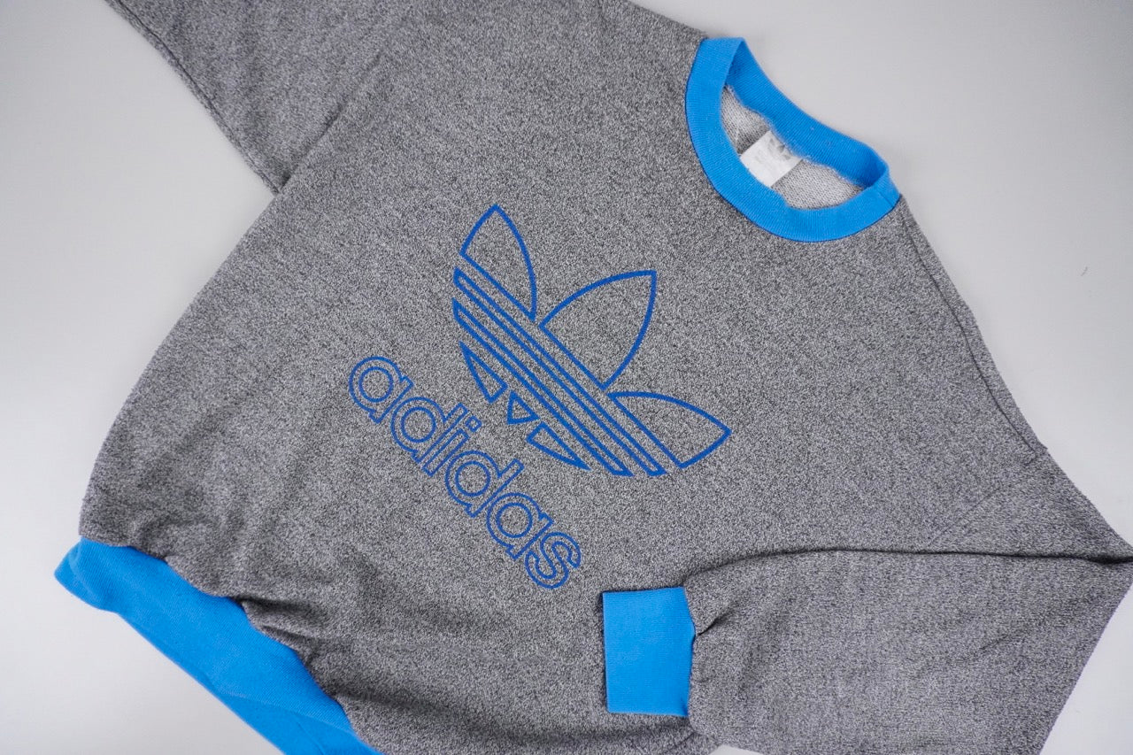 00s Adidas Sweatshirt Grey Blue S/M
