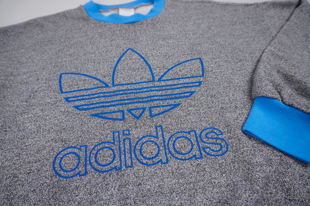 00s Adidas Sweatshirt Grey Blue S/M
