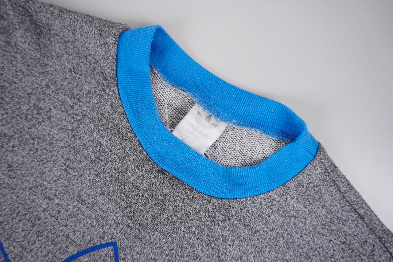 00s Adidas Sweatshirt Grey Blue S/M