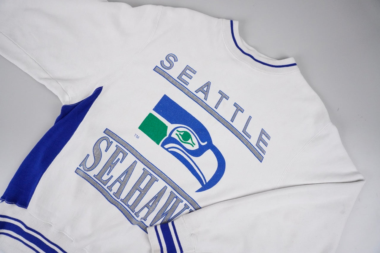 90s Seattle Seahawks NFL Sweatshirt White Blue M