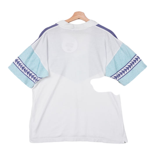80s Sergio Tacchini T-shirt White Blue, turquoise M