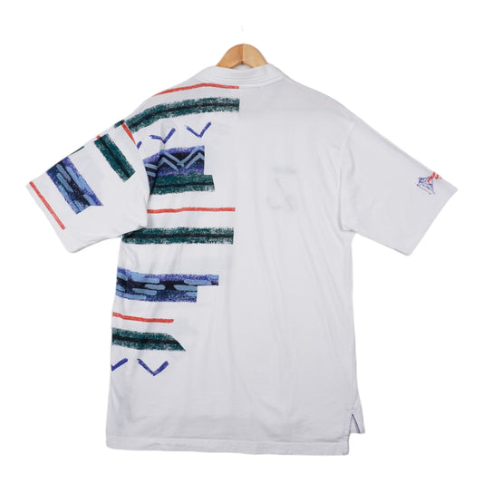 90s Adidas Tennis Polo White Green L