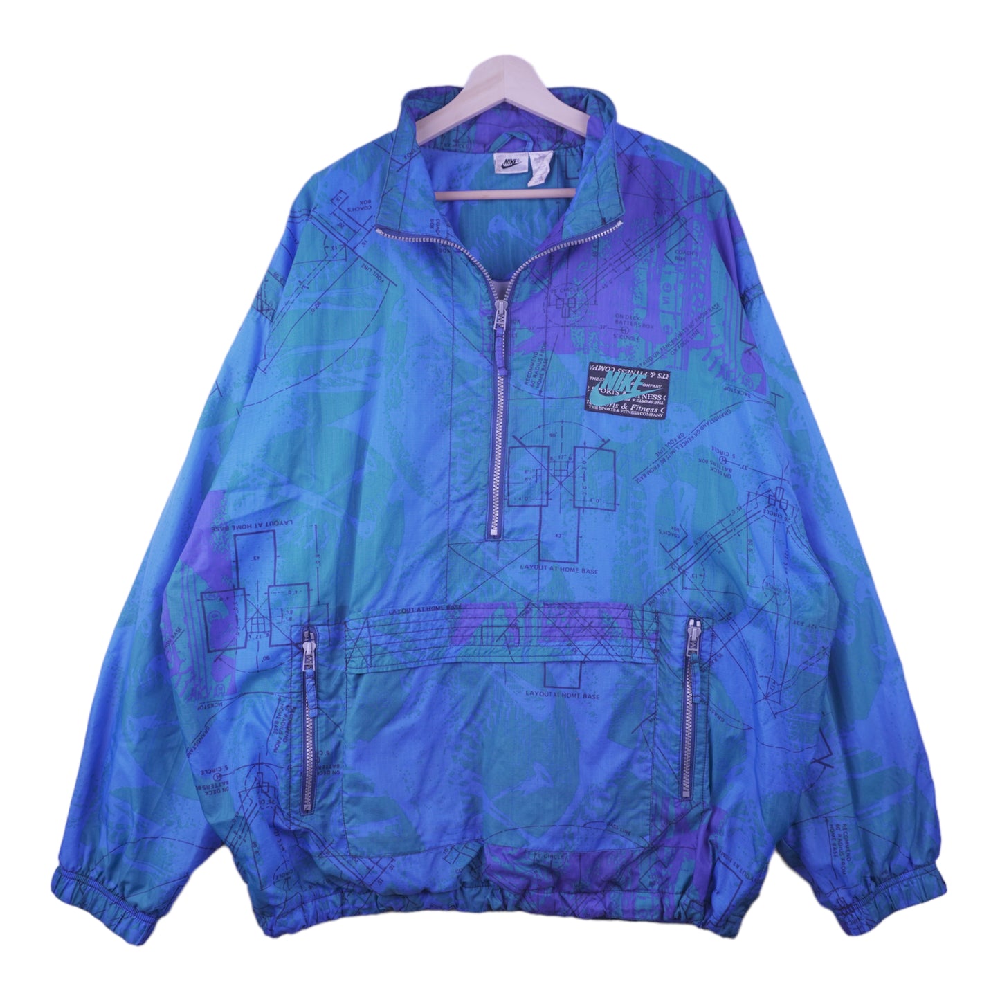 90s Nike Trackjacket Blue Purple/Green XXL
