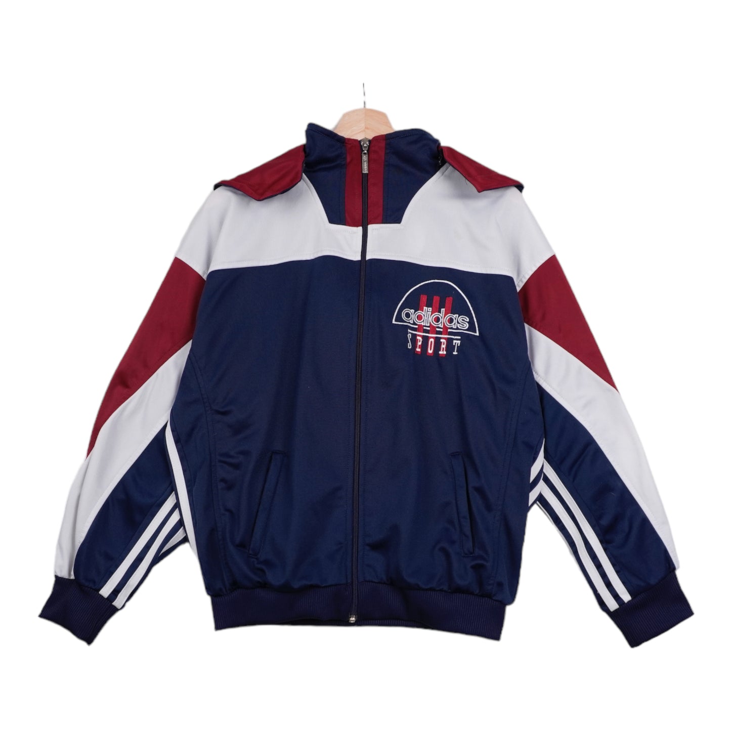 90s Adidas Hoodie Trackjacket Navy white red M