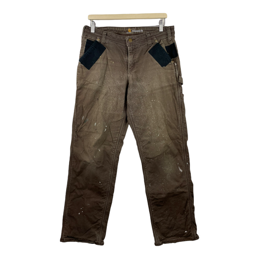 00s Carhartt Distressed Reworked Workwear Pant Brown 10 Regular