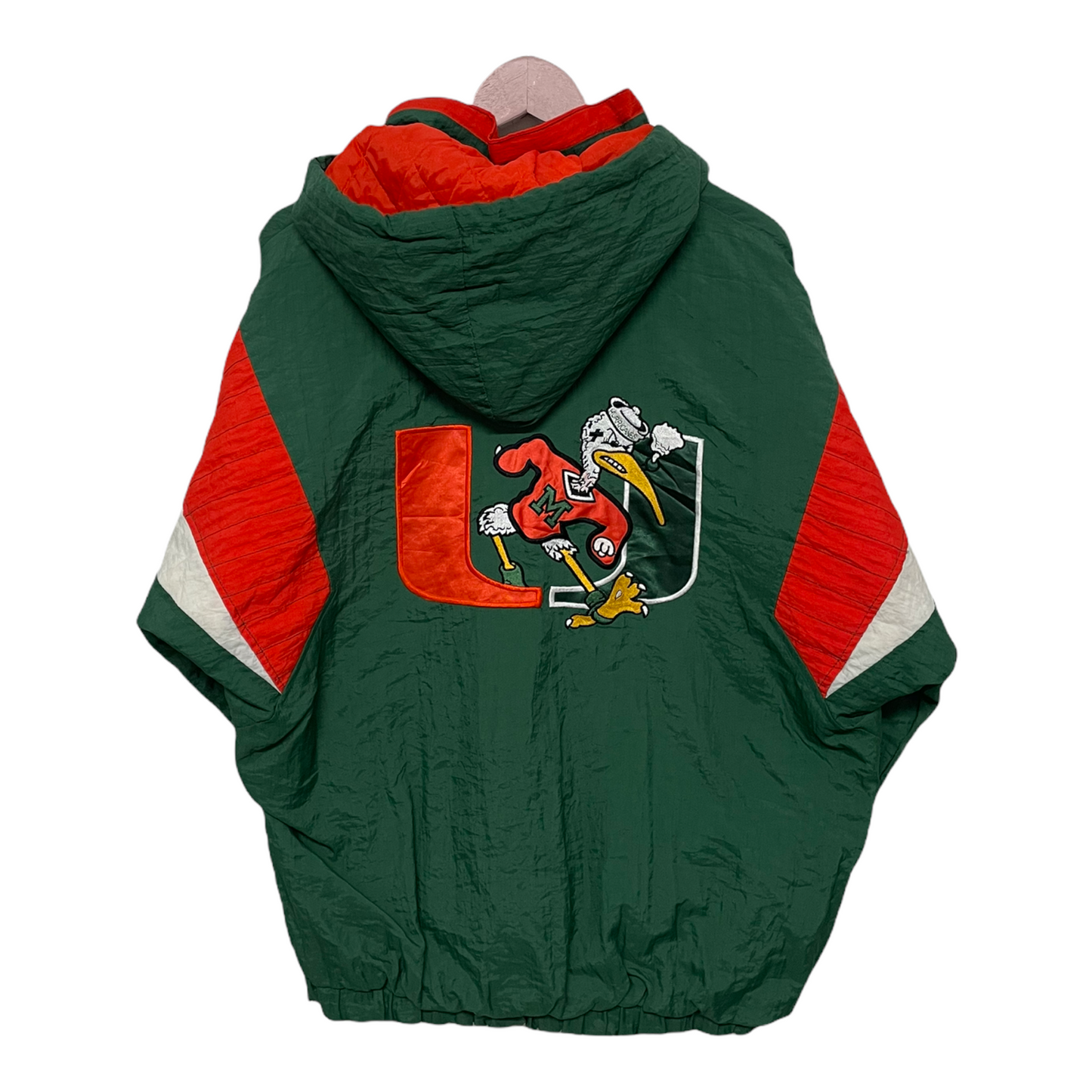 90s Starter Miami Hurricanes NCAA Jacket Green Orange M