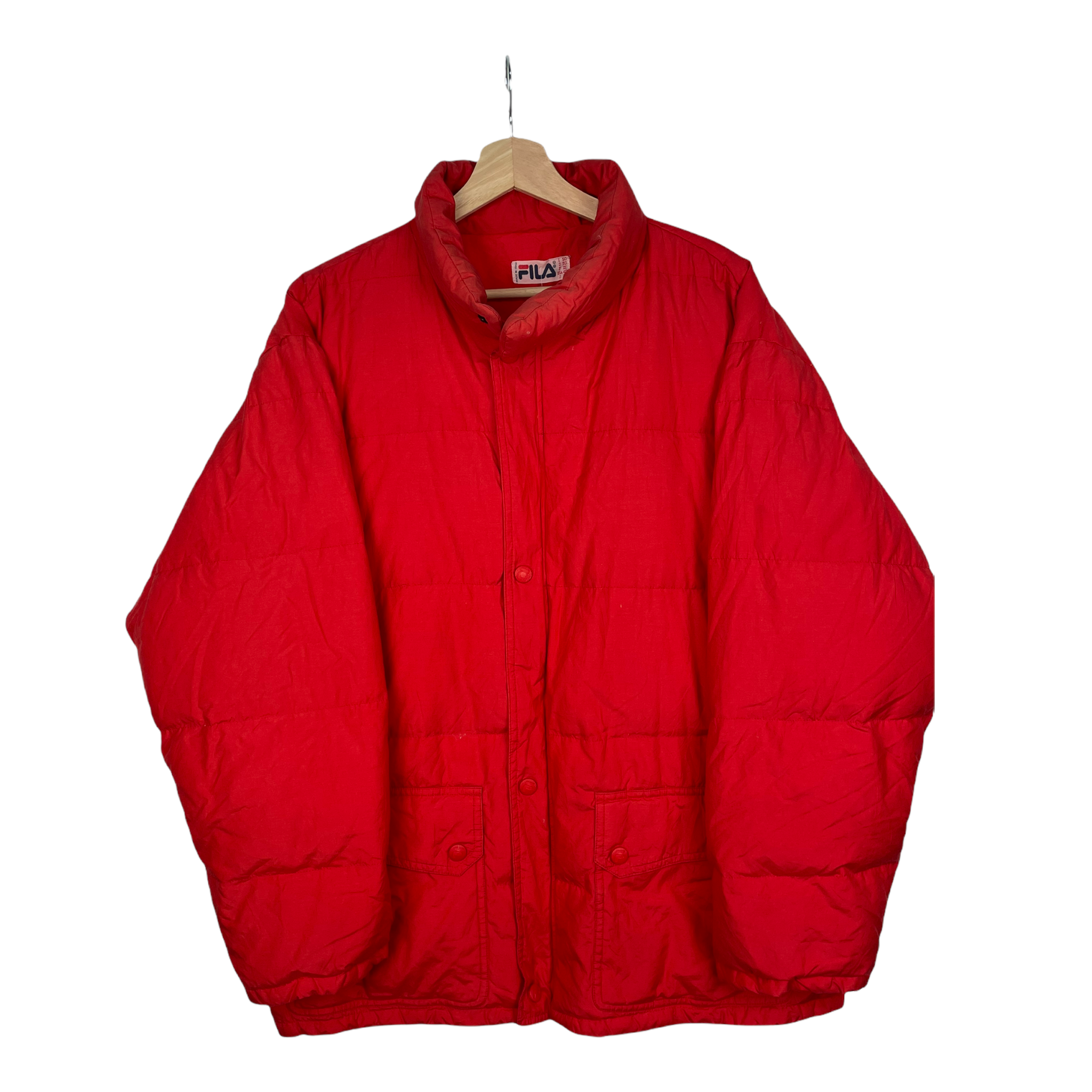 90s Fila Puffer Jacket Red XL PopeVintage