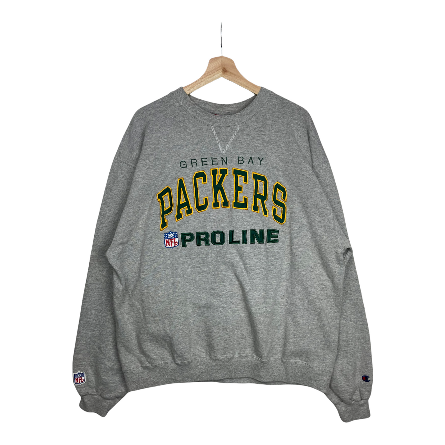 00s Champion Green Bay Packers NFL Sweatshirt Grey XL