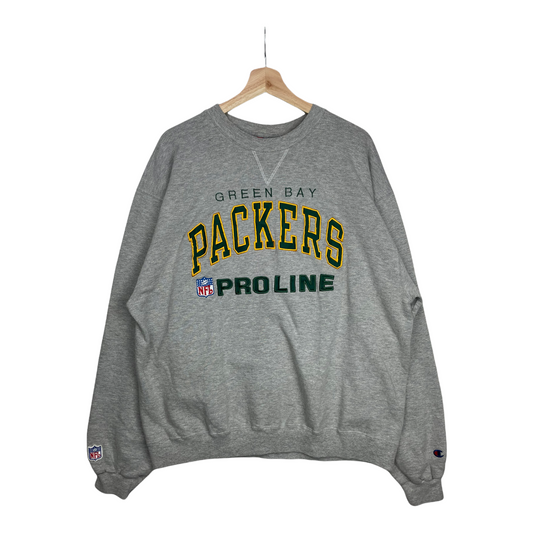 00s Champion Green Bay Packers NFL Sweatshirt Grey  XL