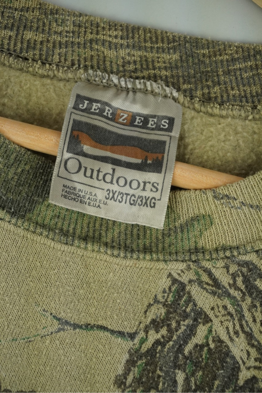 90s Jerzees Outdoor Sweatshirt Camouflage XXL