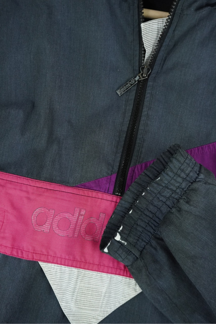 90s Adidas Jacket Grey Pink L