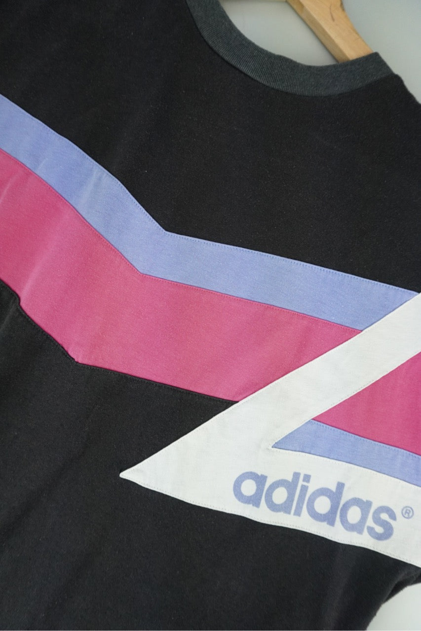 90s Adidas T-Shirt Black Pink L/XL