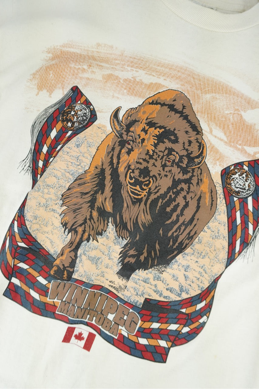 90s Fruit of the Loom Winnipeg Canada Tourist T-Shirt Beige L