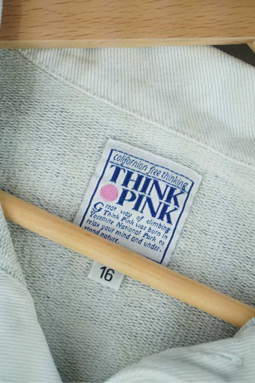 90s Think Pink Sweatshirt White Blue M/L