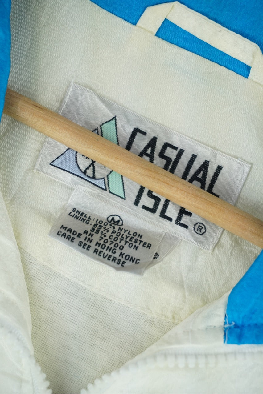 90s Casual Isle Jacket White Blue M