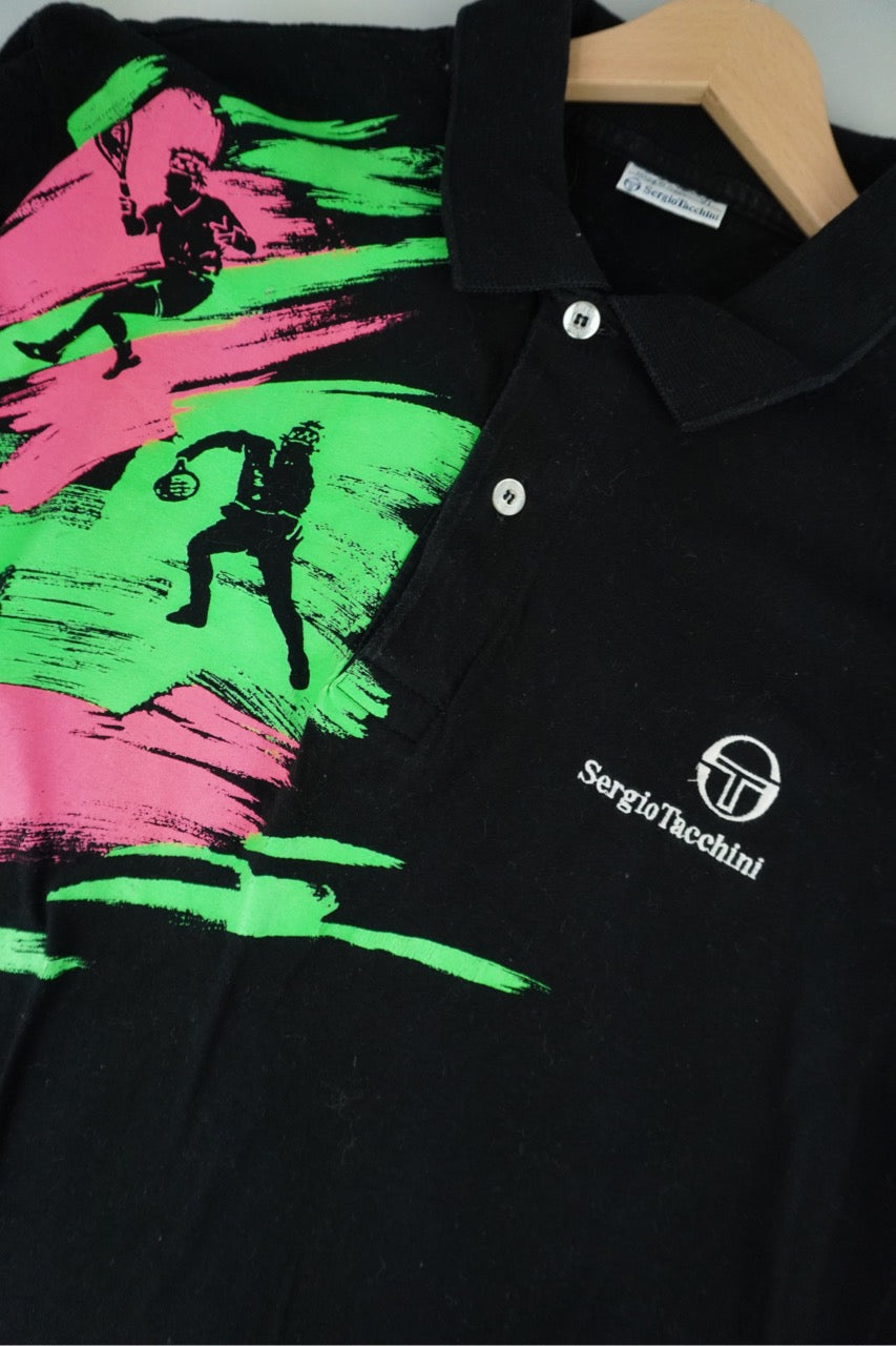 80s Sergio Tacchini Polo Black L
